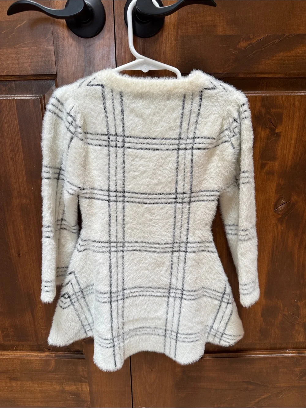 Chelsea & Violet Cream Plaid Fuzzy Girls' Dress